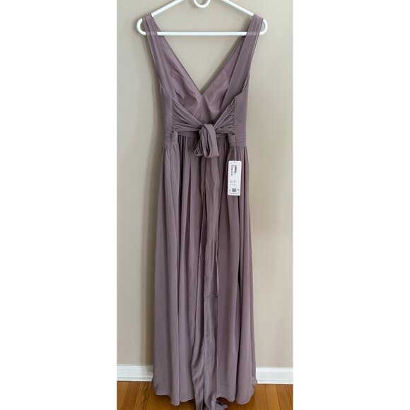 Azazie NWT Kora Chiffon Bridesmaid Formal Gown in Purple Dusk Size 12 - Picture 6 of 16